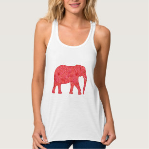 Blume Elefant - tiefrot und korallenrot Tank Top