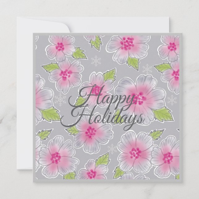 Blume Elegance Happy Holidays Geburtstagkarte Feiertagskarte (Vorderseite)