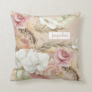 Blume Elegante Pampas Rosa Rosa Wasserfarbe Kissen