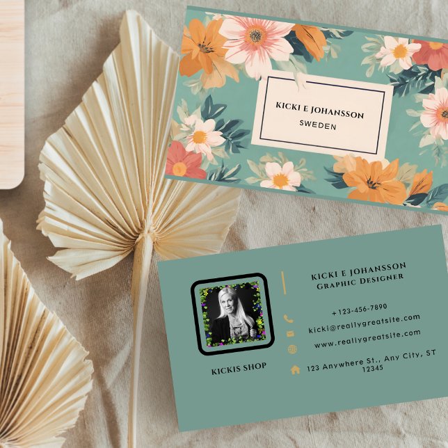 Blume Elegante Wasserfarben-Visitenkarte Visitenkarte (Flowers Elegant Watercolor Business Card)