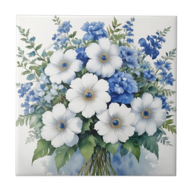 Blume Elegantes Wasser Fliese (Vorderseite)