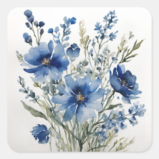 Blume Elegantes Wasser Quadratischer Aufkleber (Vorderseite)