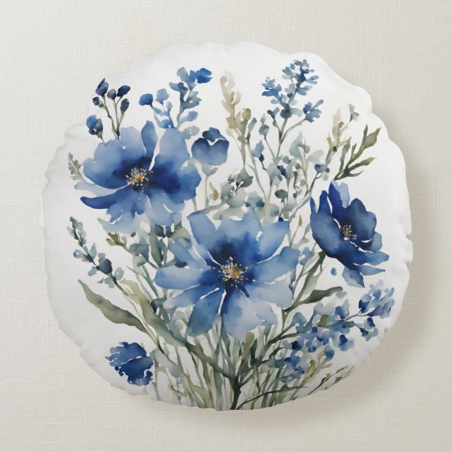 Blume Elegantes Wasser Rundes Kissen (Vorderseite)