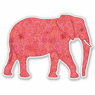 Blume Elephant, Deep Red and Coral Aufkleber