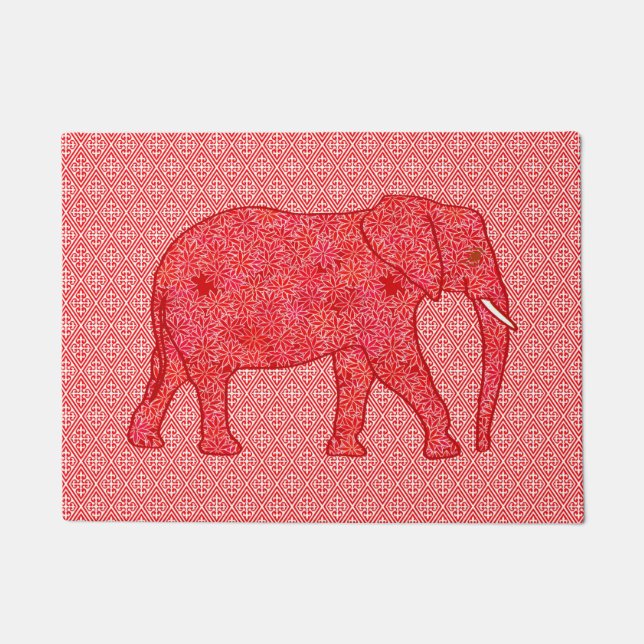 Blume Elephant, Deep Red and Coral Fußmatte (Vorderseite)