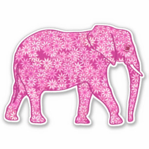 Blume Elephant, Fuchsia und Pastellrosa Aufkleber