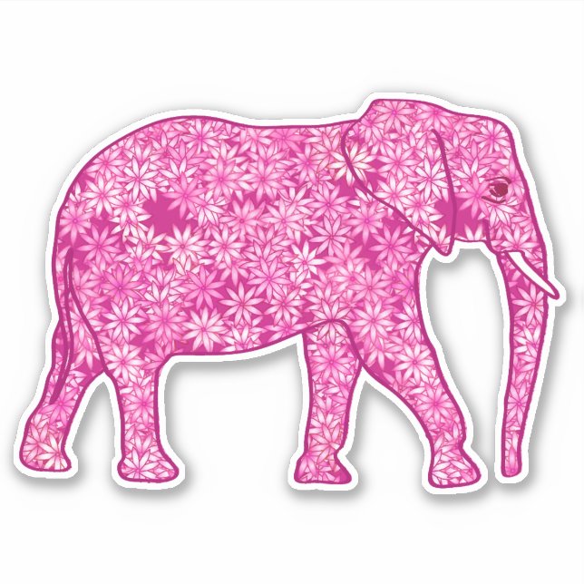 Blume Elephant, Fuchsia und Pastellrosa Aufkleber (Vorderseite)