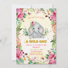 Blume Elephant Girl Birthday Einladung