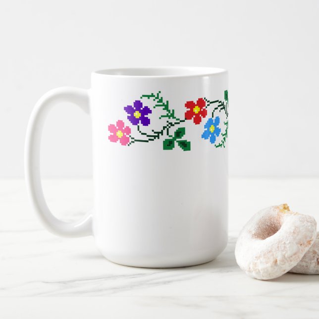 Blume Ethnische Stickerei Tasse (Mit Donut)