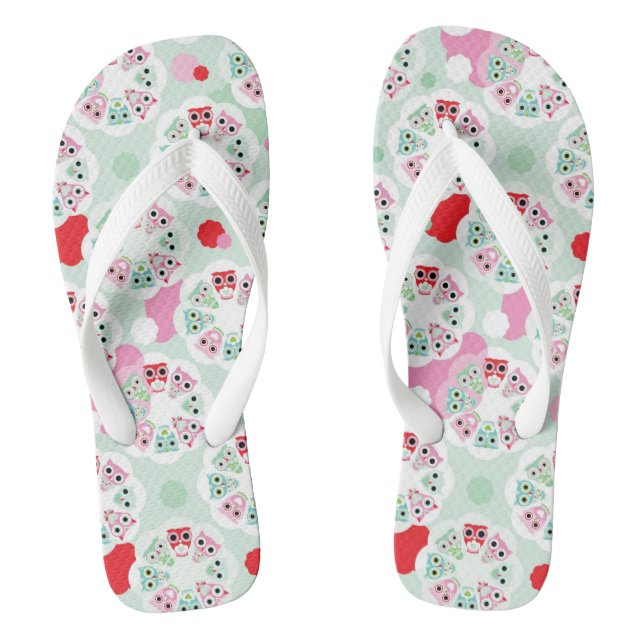 Blume-Eulenmuster Flip Flops (Fußbett)