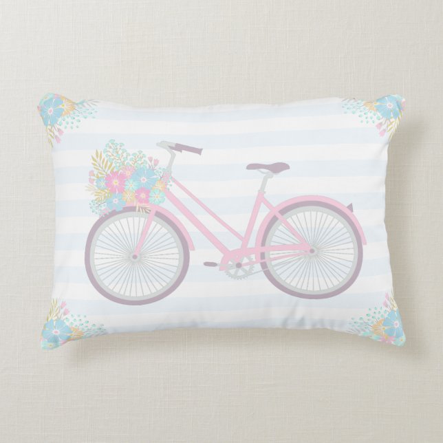 Blume Fahrrad Niedlich Pastel Gemütlich Kissen (Vorderseite)
