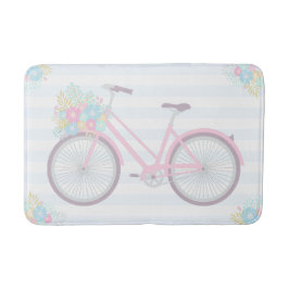Blume Fahrrad Niedlich Spaß Hipster Rosa Blauer Ba Badematte