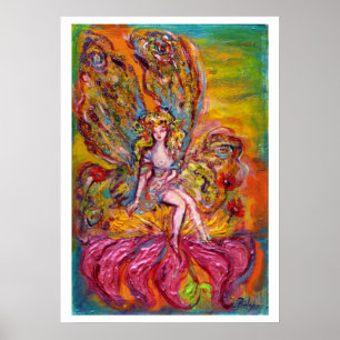 BLUME FAIRE AUF DER PINK IRIS Fantasy Poster