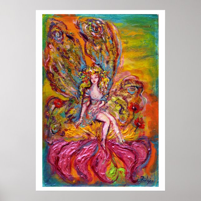 BLUME FAIRE AUF DER PINK IRIS Fantasy Poster (Vorne)