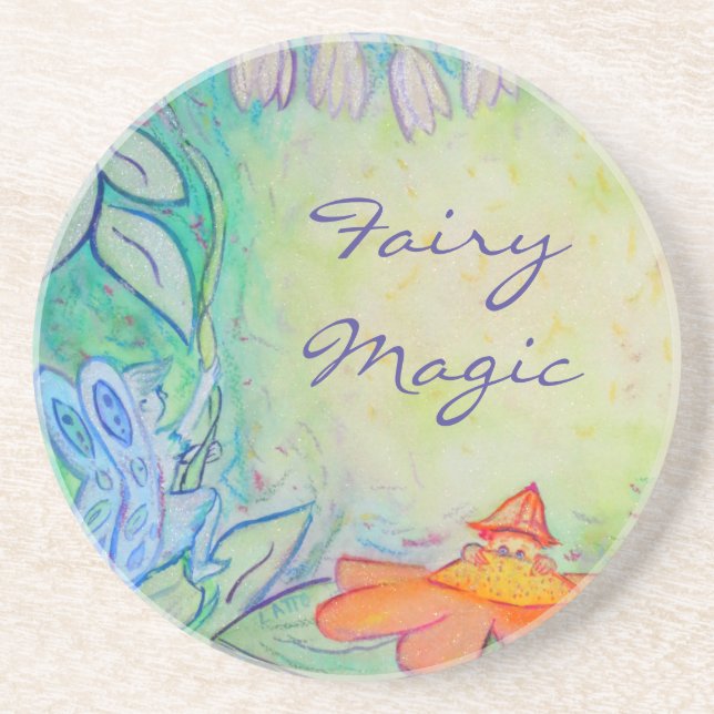 Blume Fairies Garden Art Custom Drinks Coasters Sandstein Untersetzer (Vorne)