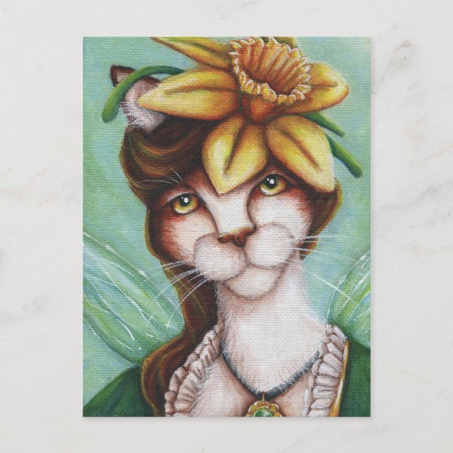 Blume Fairy Cat Art Card Postkarte (Vorderseite)