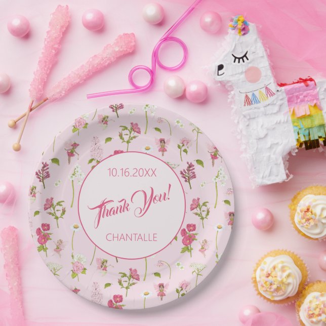 Blume Fairy Danke, dass Sie das Datum Pappteller (Party)