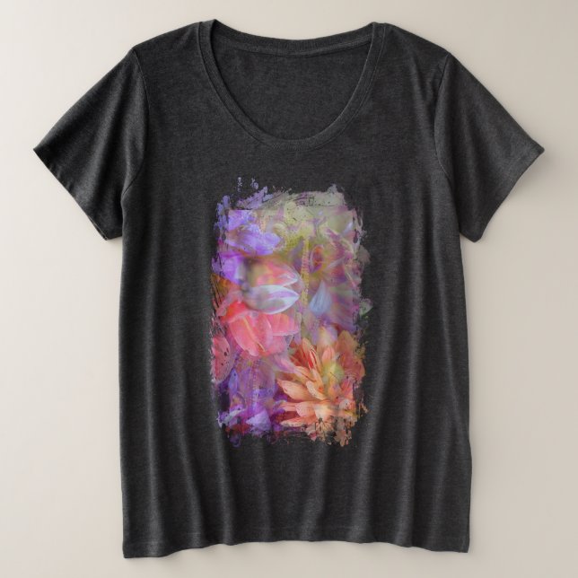 Blume Fairy Double Exposure Fantasy Art Große Größe T-Shirt (Design vorne)