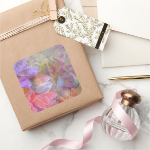 Blume Fairy Double Exposure Fantasy Art Quadratischer Aufkleber