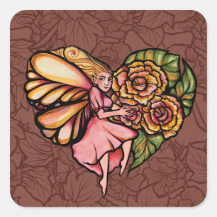Blume Fairy Garden Blume Quadratischer Aufkleber