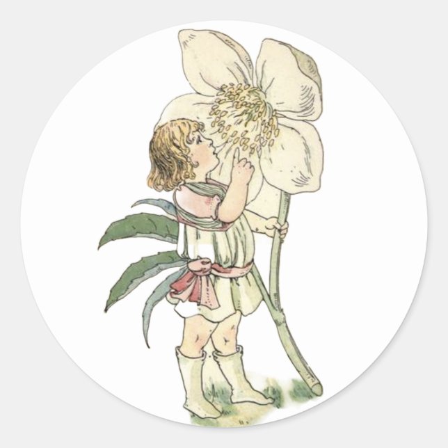 Blume Fairy Gardeners Faltkarte Runder Aufkleber (Vorderseite)
