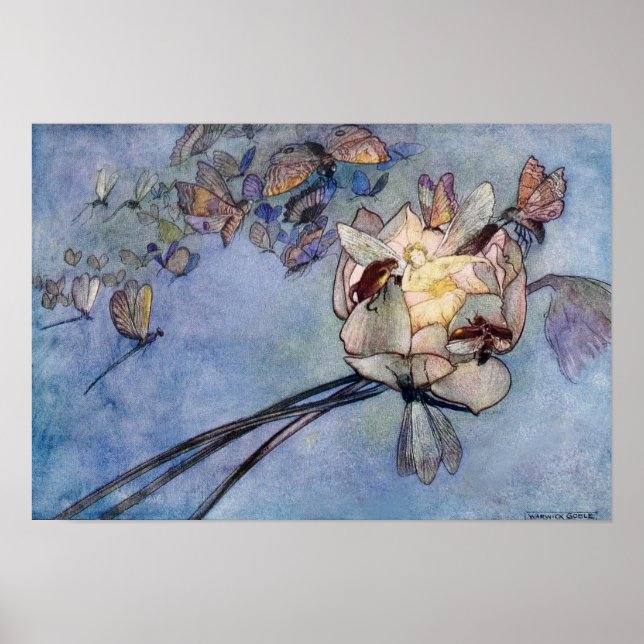 Blume Fairy und Schmetterlinge von Warwick Goble Poster (Vorne)
