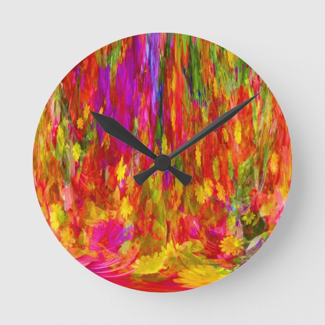 Blume Fal der Blume Runde Wanduhr (Vorderseite)