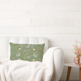 Blume Fall Nahtlose Creme, Sage, Khaki Green Lendenkissen