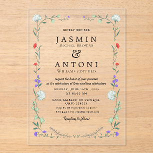 Blume fallen Foliage Wedding Acryleinladungen