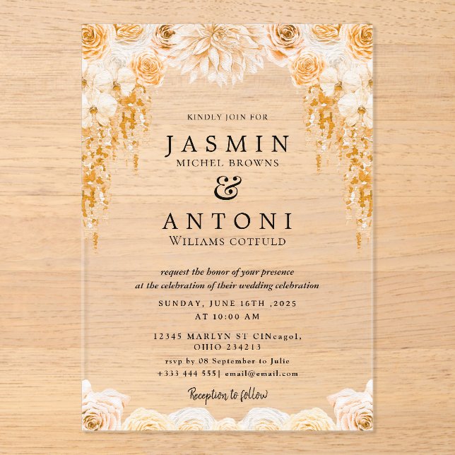 Blume fallen Foliage Wedding Acryleinladungen (Vorderseite)