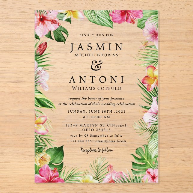 Blume fallen Foliage Wedding Acryleinladungen (Vorderseite)