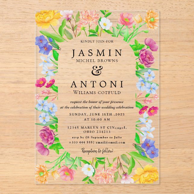 Blume fallen Foliage Wedding Acryleinladungen (Vorderseite)