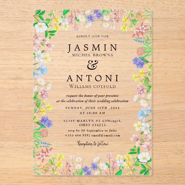 Blume fallen Foliage Wedding Acryleinladungen (Vorderseite)