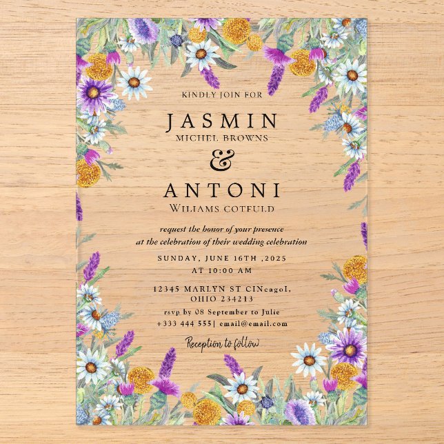 Blume fallen Foliage Wedding Acryleinladungen (Vorderseite)