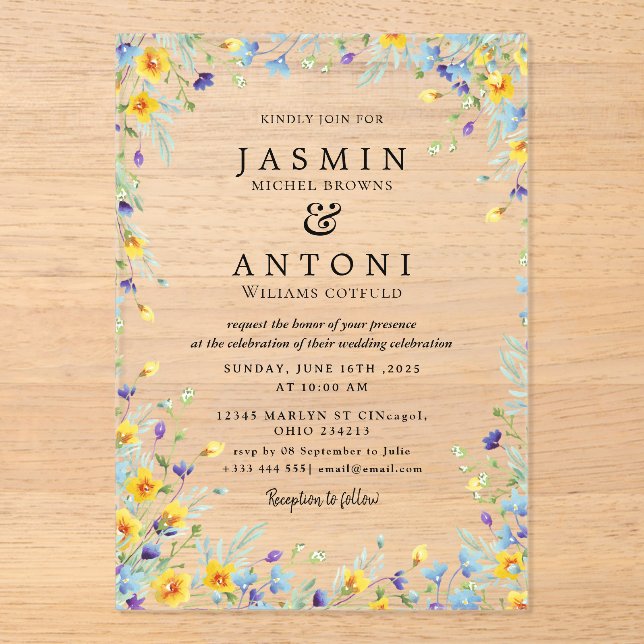 Blume fallen Foliage Wedding Acryleinladungen (Vorderseite)