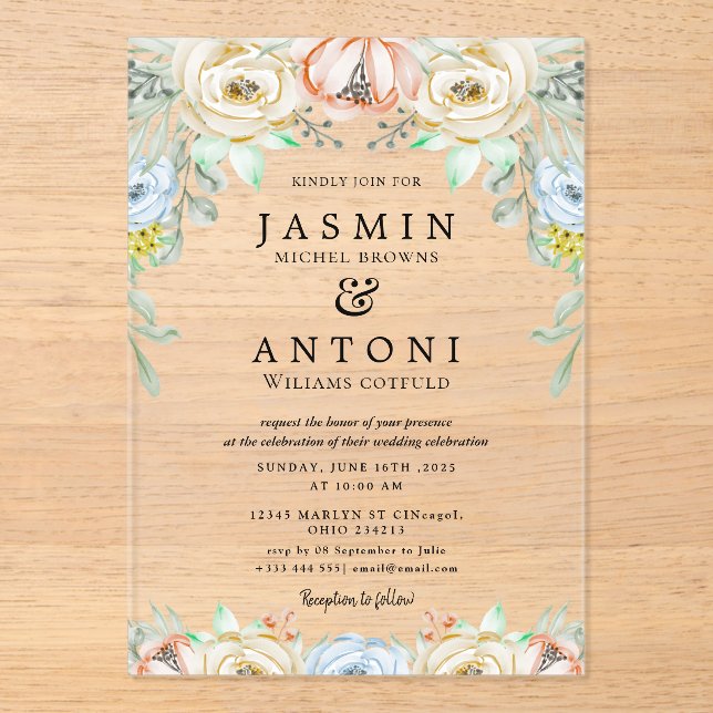 Blume fallen Foliage Wedding Acryleinladungen (Vorderseite)