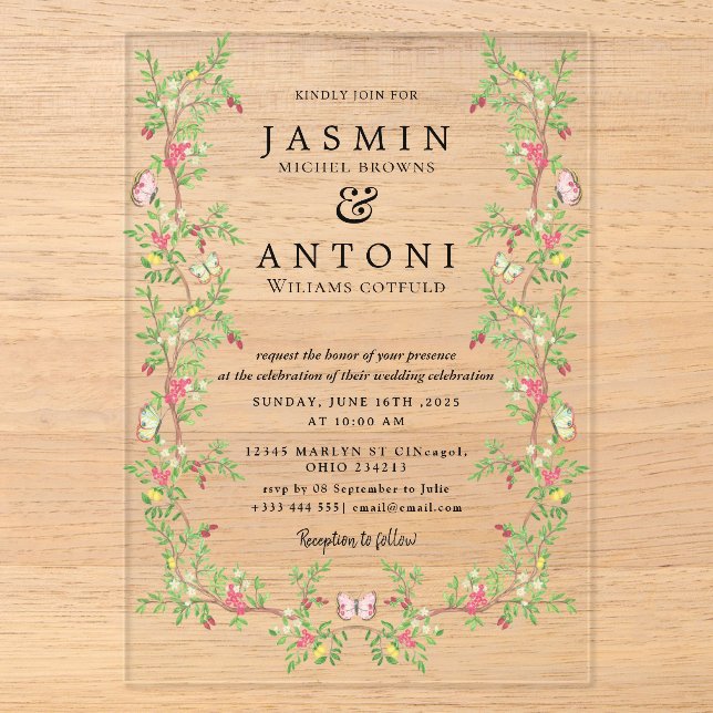 Blume fallen Foliage Wedding Acryleinladungen (Vorderseite)