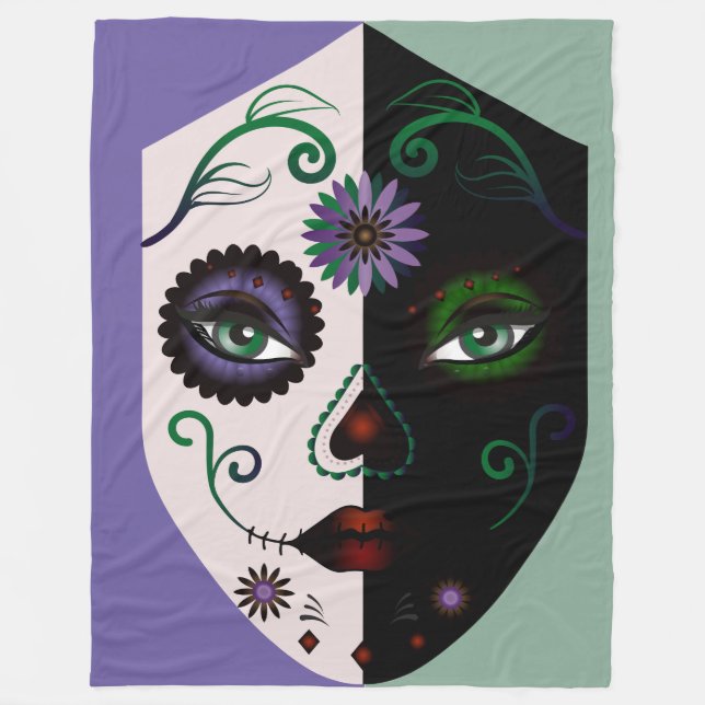 Blume Fantasy Skull Blankes Fleecedecke (Vorderseite)