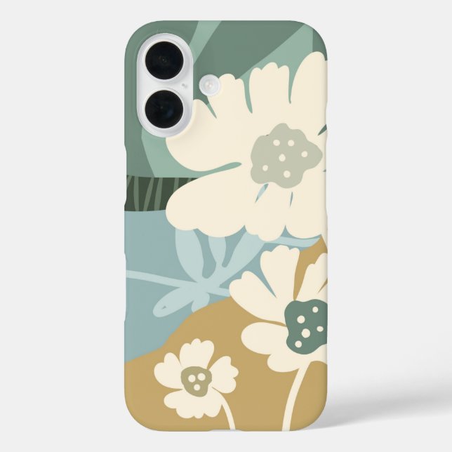 Blume-Farbblöcke Kosmos-Silhouetten Moderne iPhone 16 Hülle (Rückseite)