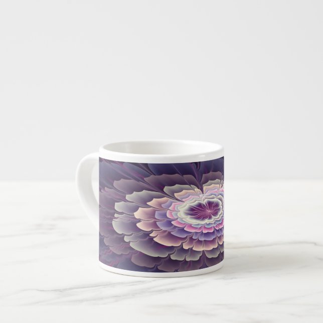 Blume Farbenfrohe Abstrakte Fraktal Rosa Espressotasse (Vorderseite Links)