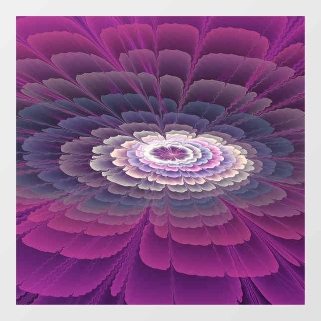 Blume Farbenfrohe Abstrakte Fraktal Rosa Fensteraufkleber (Blatt)