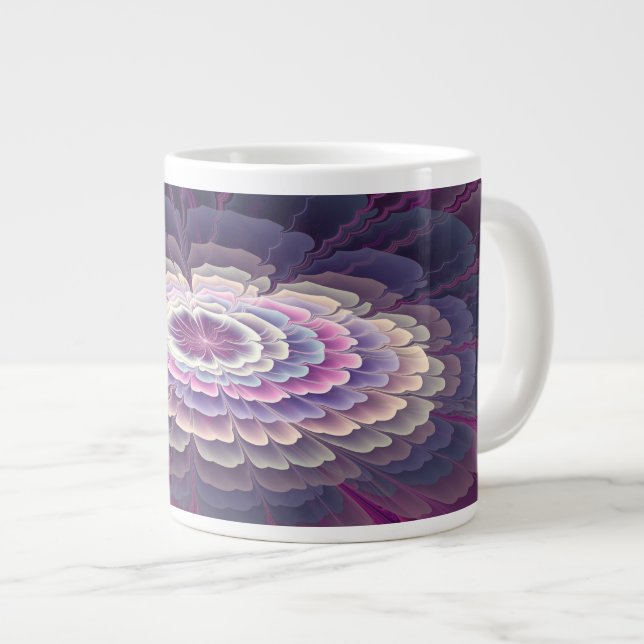 Blume Farbenfrohe Abstrakte Fraktal Rosa Jumbo-Tasse (Vorderseite Rechts)