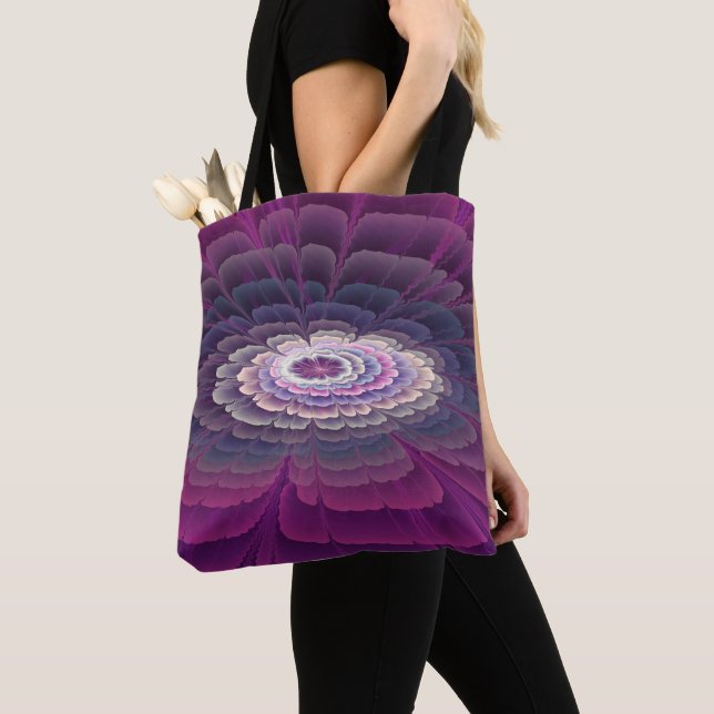 Blume Farbenfrohe Abstrakte Fraktal Rosa Tasche (Von Nahem)