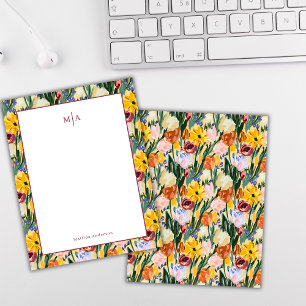 Blume farbige Farbanstrich Art Monogram Name Persö Mitteilungskarte