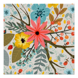 Blume Farbige Wasserfarbe Niedlich Poster