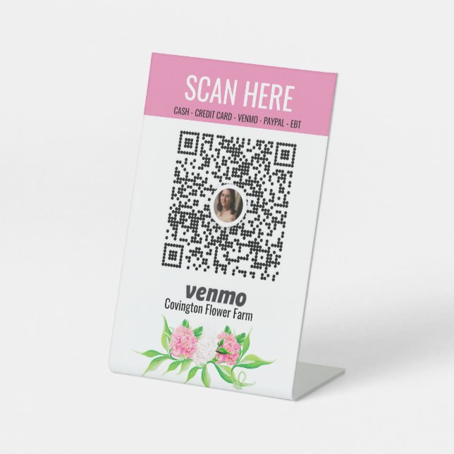 Blume Farm QR Code Pay Pedestal Sign Sockelschild (Vorderseite)
