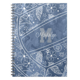Blume federn Paisblauen Volleyball Notizblock