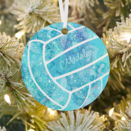 Blume federn türkisfarbenes Volleyball Ornament Aus Metall