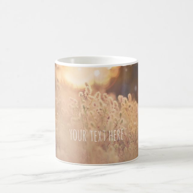 Blume Feld Rustikales Land Sonnenuntergang Custom Kaffeetasse (Mittel)