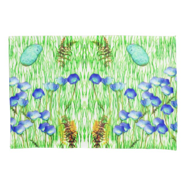 Blume Ferns Grass Rocks Foto Malerei Abstrakt Kissenbezug (Vorderseite)